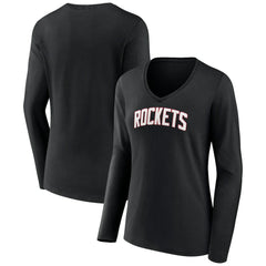 NBA Houston Rockets Women's Alternate Logo V-Neck Long Sleeve T-Shirt