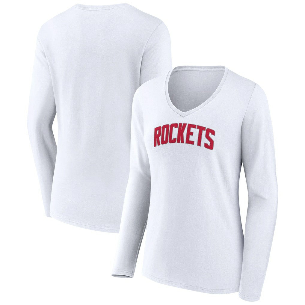 NBA Houston Rockets Women's Alternate Logo V-Neck Long Sleeve T-Shirt