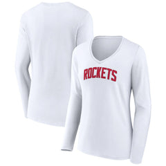 NBA Houston Rockets Women's Alternate Logo V-Neck Long Sleeve T-Shirt