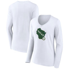 NBA Milwaukee Bucks Women's Alternate Logo V-Neck Long Sleeve T-Shirt