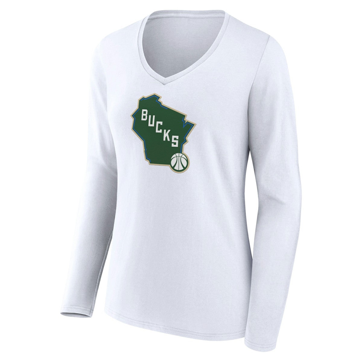 NBA Milwaukee Bucks Women's Alternate Logo V-Neck Long Sleeve T-Shirt
