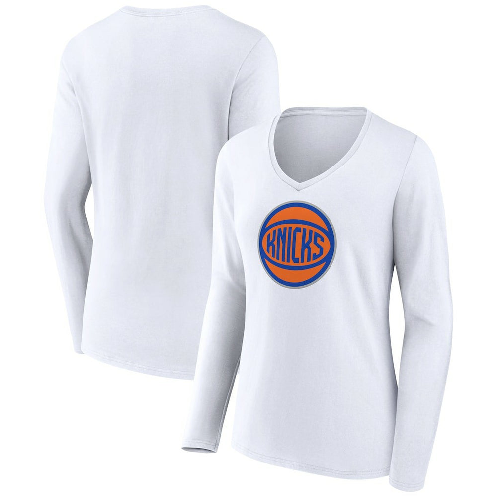 NBA New York Knicks Women's Alternate Logo V-Neck Long Sleeve T-Shirt