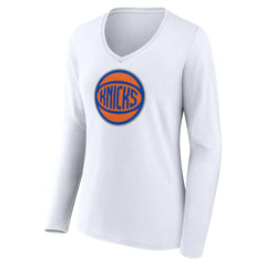NBA New York Knicks Women's Alternate Logo V-Neck Long Sleeve T-Shirt