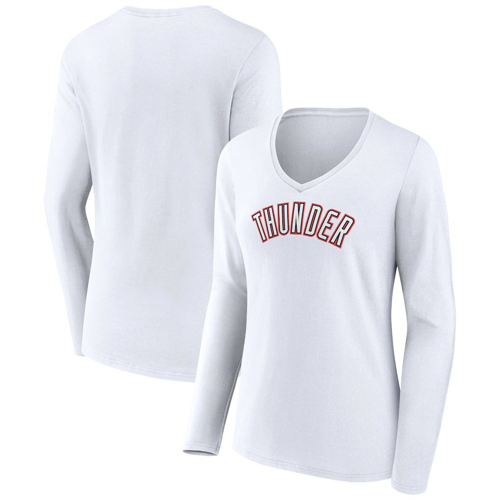 NBA Oklahoma City Thunder Women's Alternate Logo V-Neck Long Sleeve T-Shirt