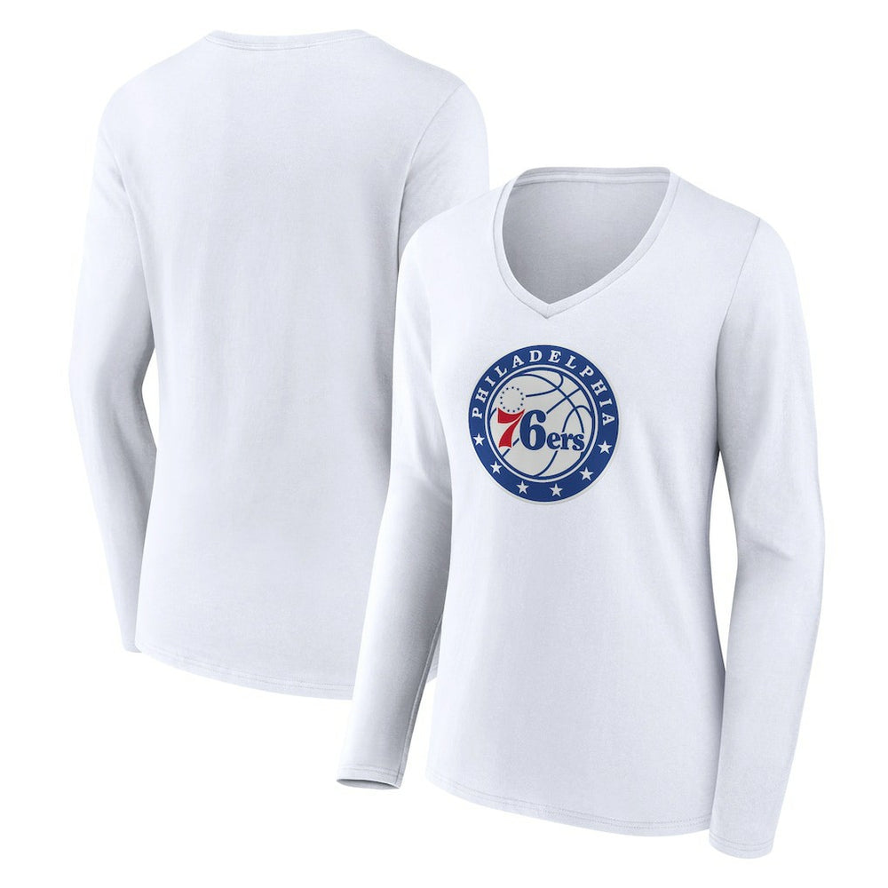 NBA Philadelphia 76ers Women's Alternate Logo V-Neck Long Sleeve T-Shirt