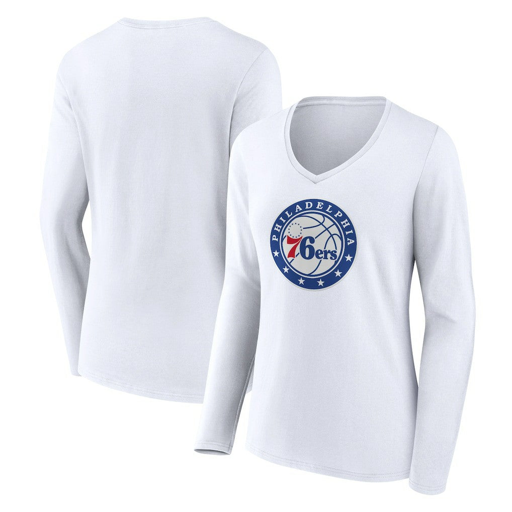 NBA Philadelphia 76ers Women's Alternate Logo V-Neck Long Sleeve T-Shirt