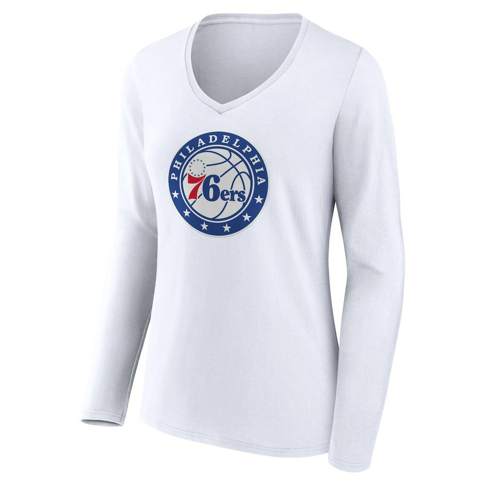 NBA Philadelphia 76ers Women's Alternate Logo V-Neck Long Sleeve T-Shirt