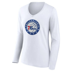 NBA Philadelphia 76ers Women's Alternate Logo V-Neck Long Sleeve T-Shirt