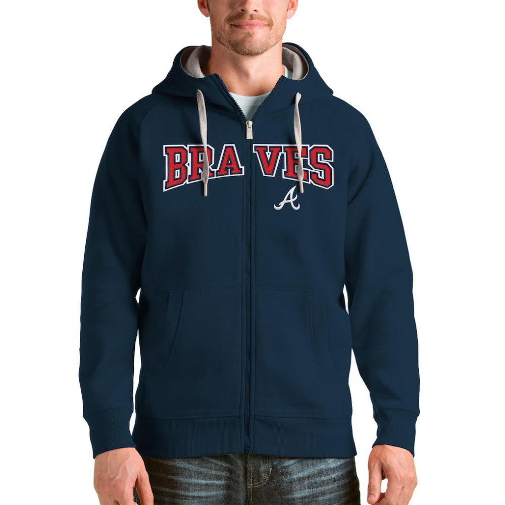 MLB Atlanta Braves Antigua Team Logo Victory Full-Zip Hoodie