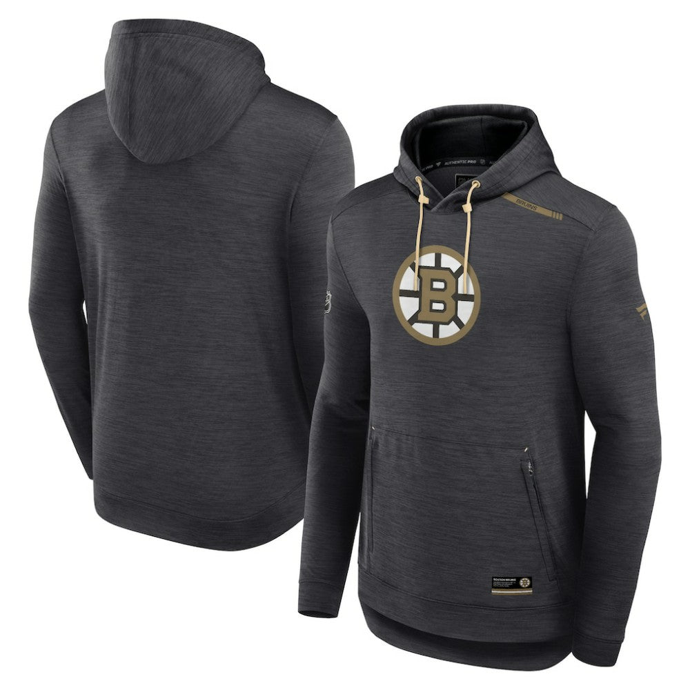 NHL Heather Charcoal Boston Bruins Fanatics Authentic Pro Tech Pullover Hoodie