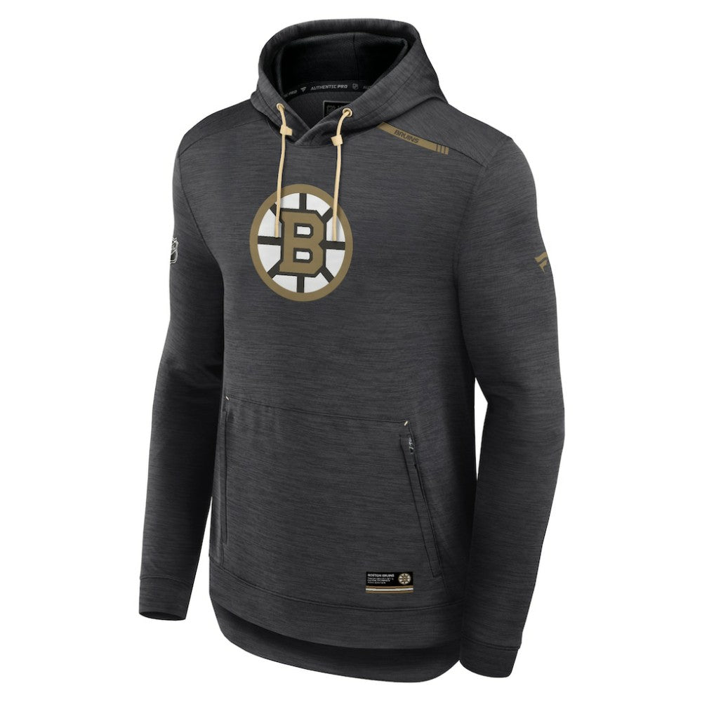 NHL Heather Charcoal Boston Bruins Fanatics Authentic Pro Tech Pullover Hoodie