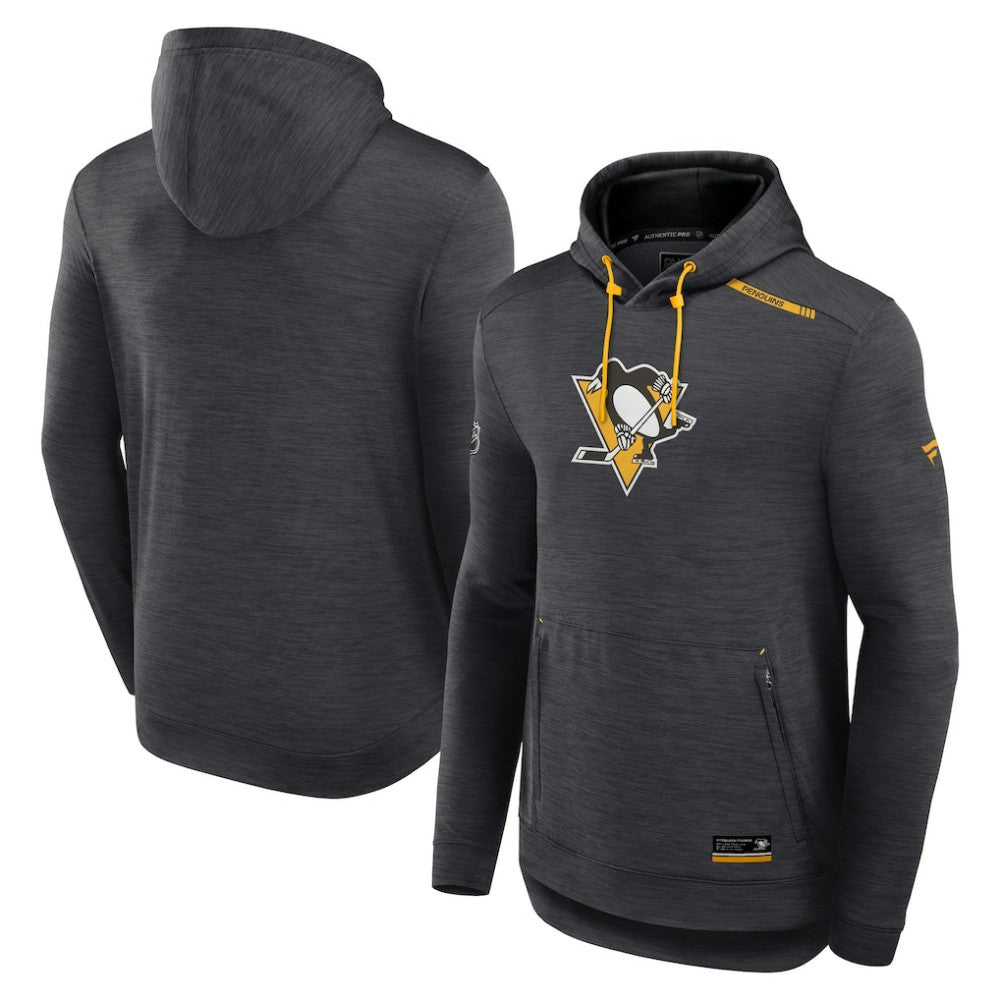 NHL Heather Charcoal Pittsburgh Penguins Fanatics Authentic Pro Tech Pullover Hoodie