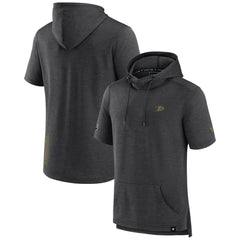 NHL Heather Charcoal Anaheim Ducks Fanatics Authentic Pro Short Sleeve Pullover Hoodie