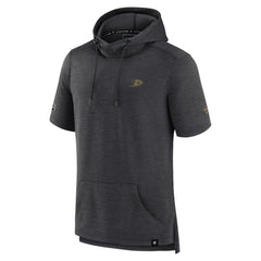 NHL Heather Charcoal Anaheim Ducks Fanatics Authentic Pro Short Sleeve Pullover Hoodie