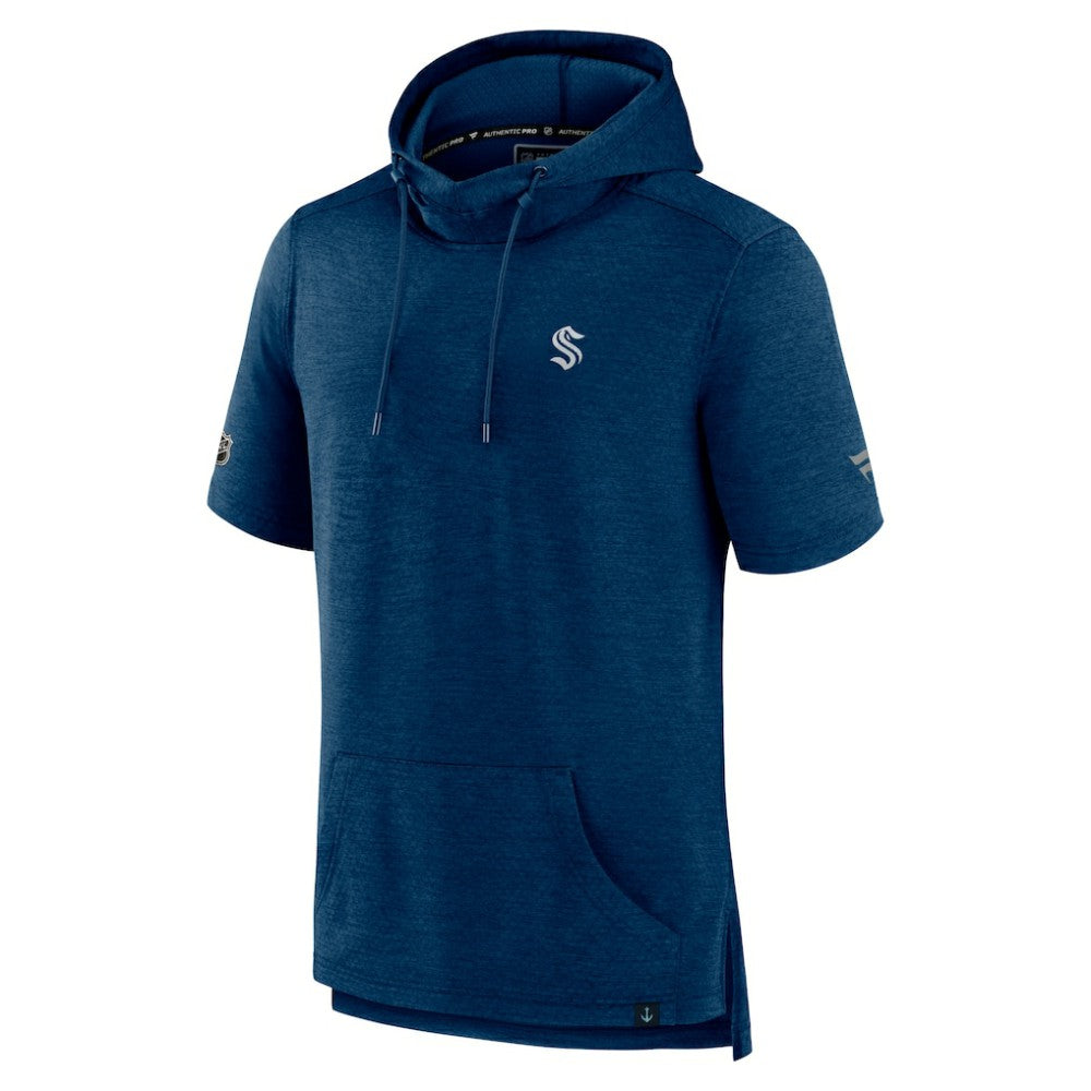 NHL Heather Navy Seattle Kraken Fanatics Authentic Pro Short Sleeve Pullover Hoodie