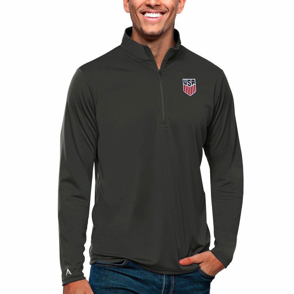 USMNT Antigua Tribute Quarter-Zip Pullover Top -  Charcoal