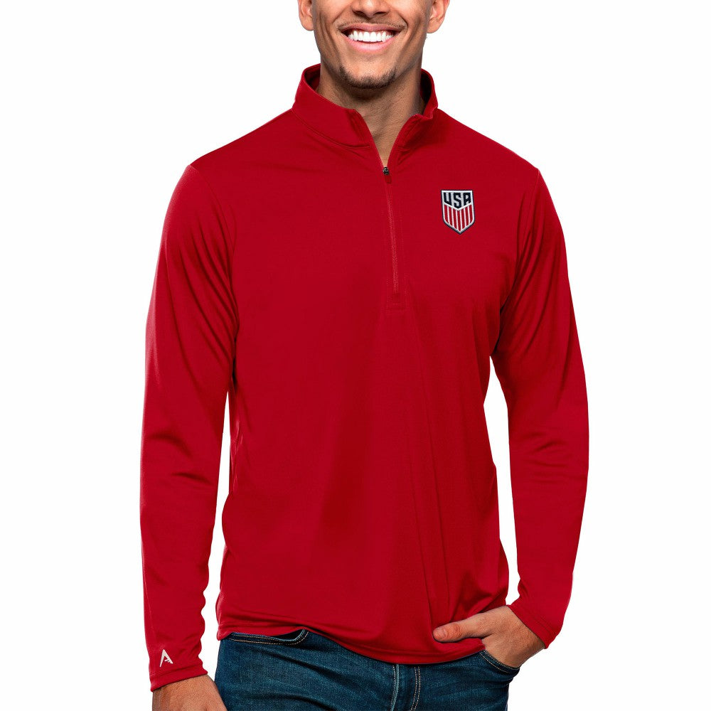 USMNT Antigua Tribute Quarter-Zip Pullover Top -  Red