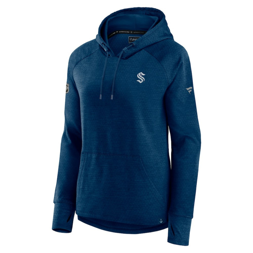 NHL Heather Deep Sea Blue Seattle Kraken Fanatics Women's Authentic Pro Pullover Hoodie
