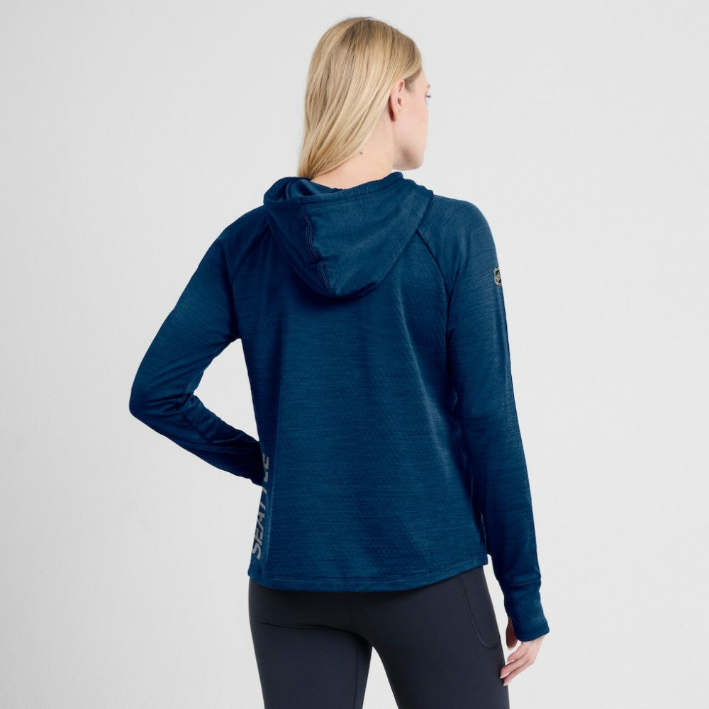 NHL Heather Deep Sea Blue Seattle Kraken Fanatics Women's Authentic Pro Pullover Hoodie