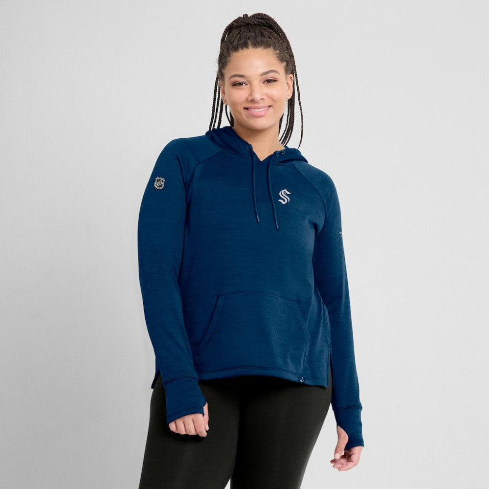 NHL Heather Deep Sea Blue Seattle Kraken Fanatics Women's Authentic Pro Pullover Hoodie