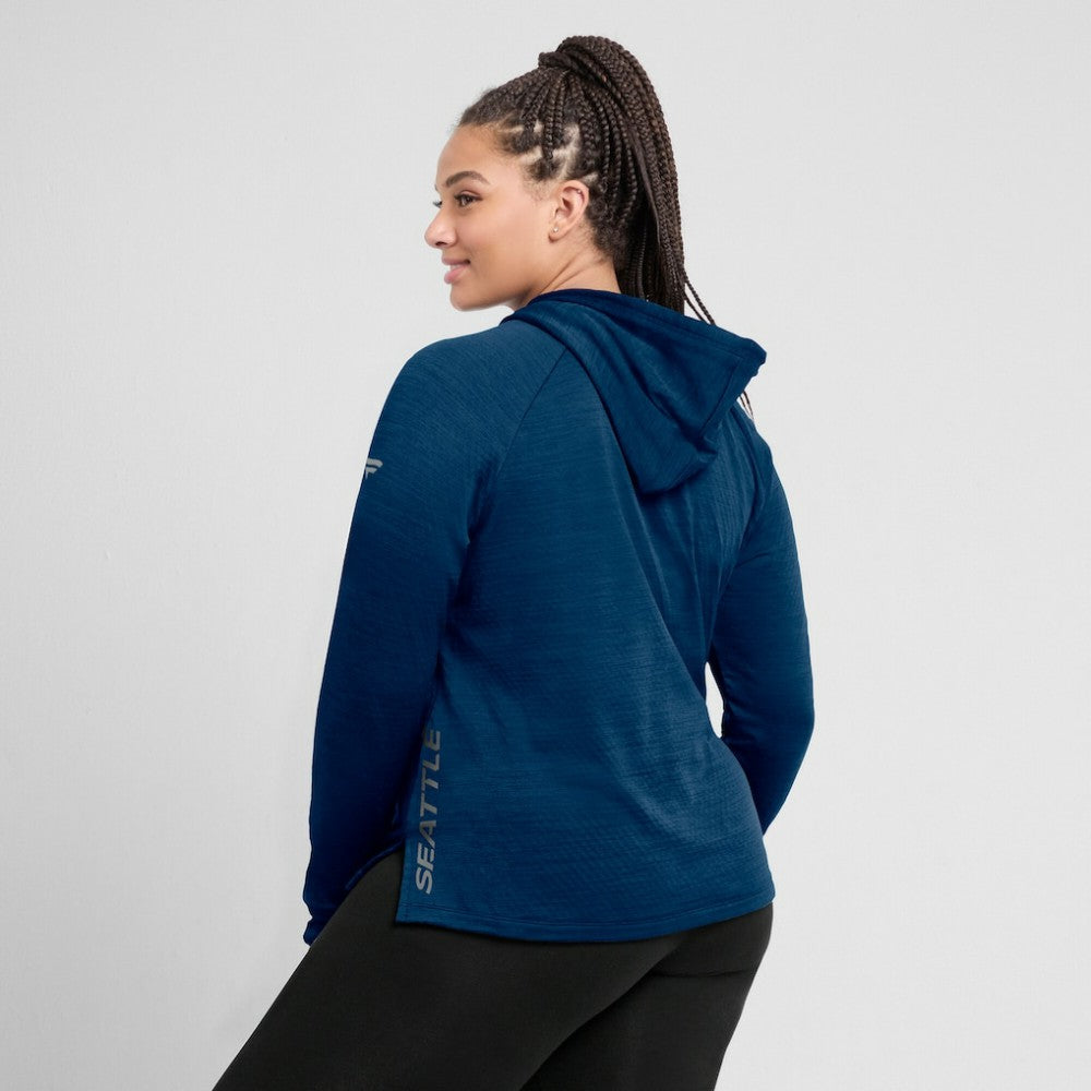 NHL Heather Deep Sea Blue Seattle Kraken Fanatics Women's Authentic Pro Pullover Hoodie
