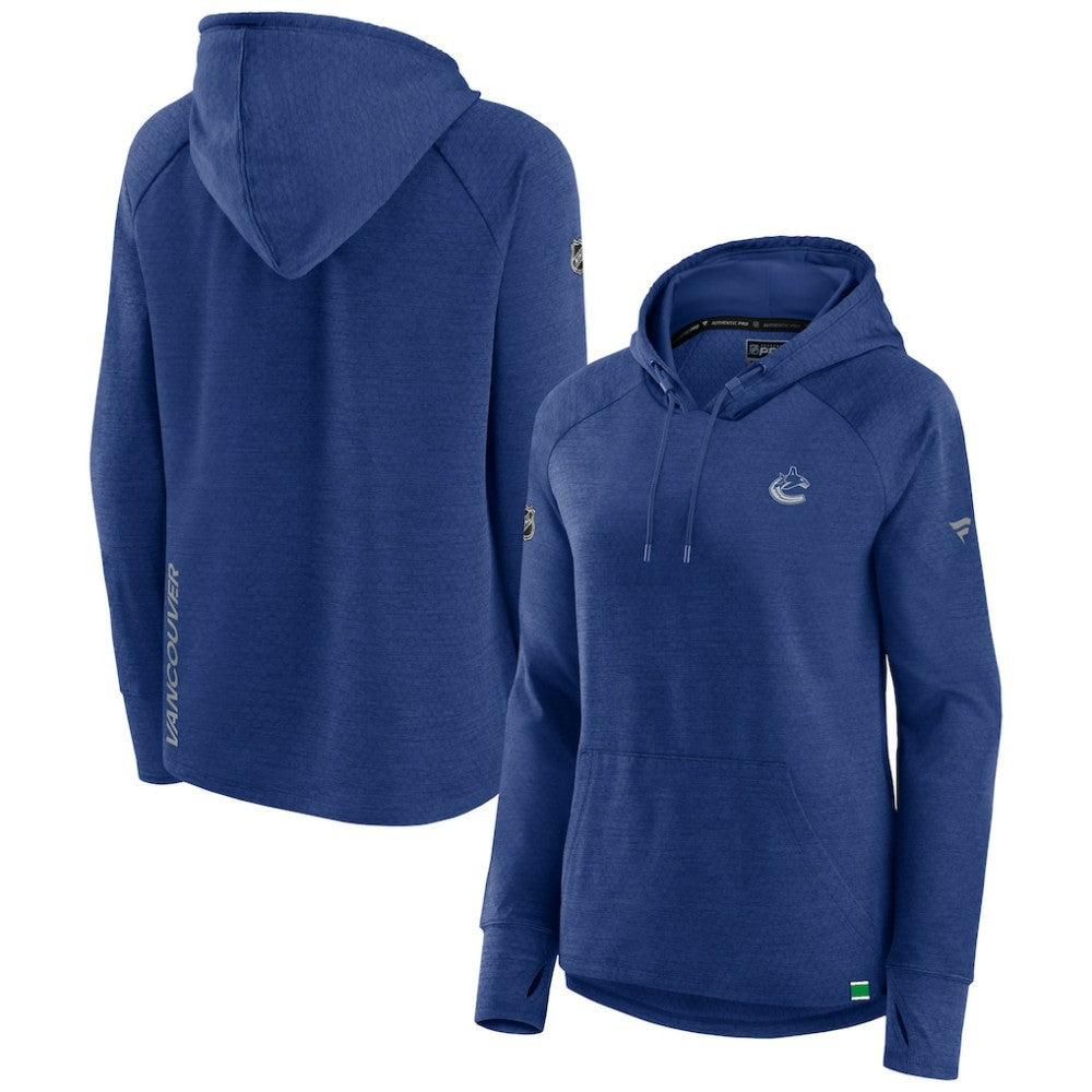 NHL Heather Blue Vancouver Canucks Fanatics Women's Authentic Pro Pullover Hoodie
