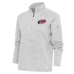 NHL Heather Gray Carolina Hurricanes Antigua Women's Team Logo Fortune Quarter-Zip Jacket