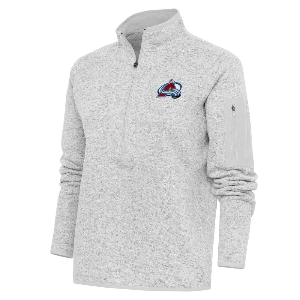 NHL Heather Gray Colorado Avalanche Antigua Women's Team Logo Fortune Quarter-Zip Jacket