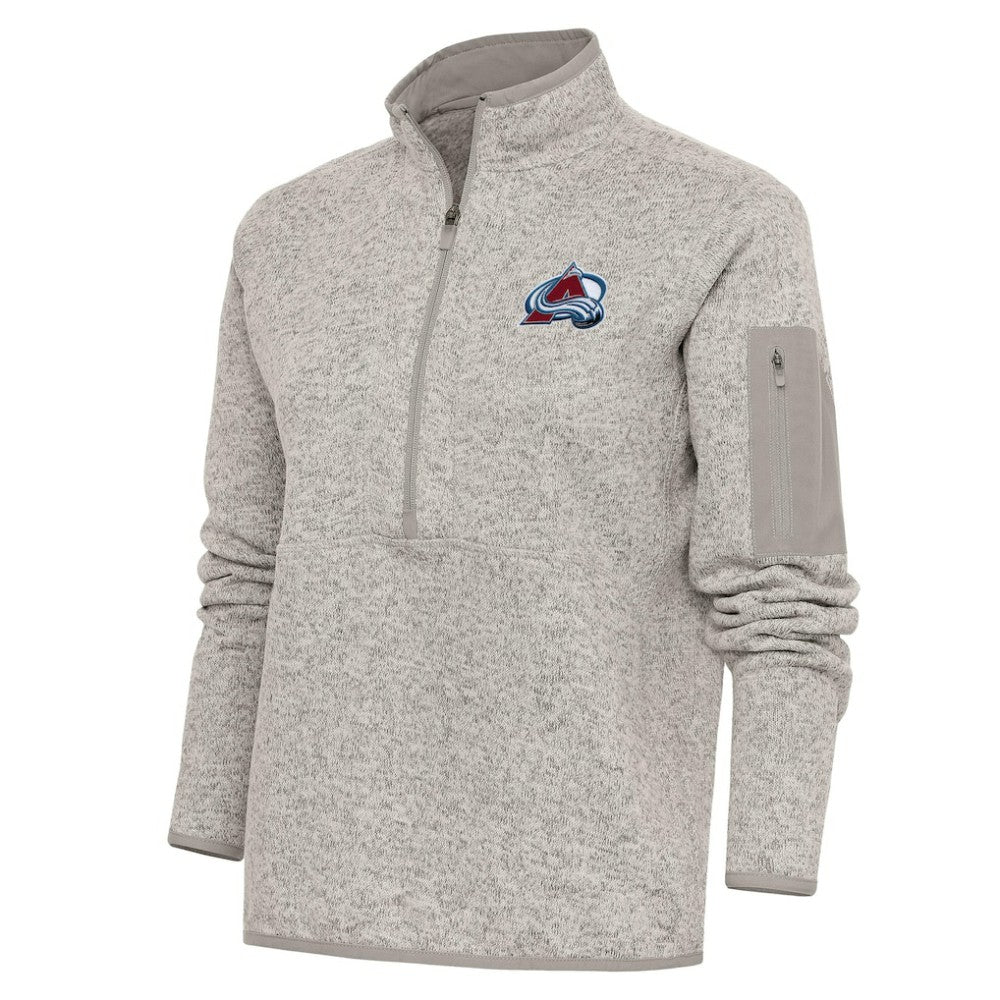 NHL Oatmeal Colorado Avalanche Antigua Women's Team Logo Fortune Quarter-Zip Jacket