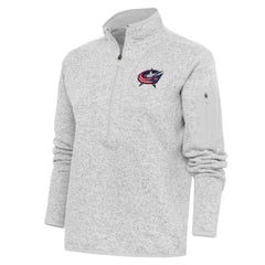 NHL Heather Gray Columbus Blue Jackets Antigua Women's Team Logo Fortune Quarter-Zip Jacket