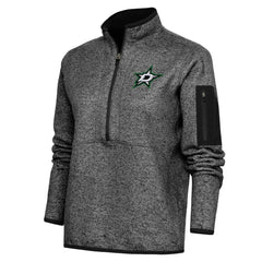 NHL Heather Black Dallas Stars Antigua Women's Team Logo Fortune Quarter-Zip Jacket