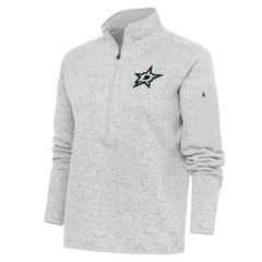 NHL Heather Gray Dallas Stars Antigua Women's Team Logo Fortune Quarter-Zip Jacket