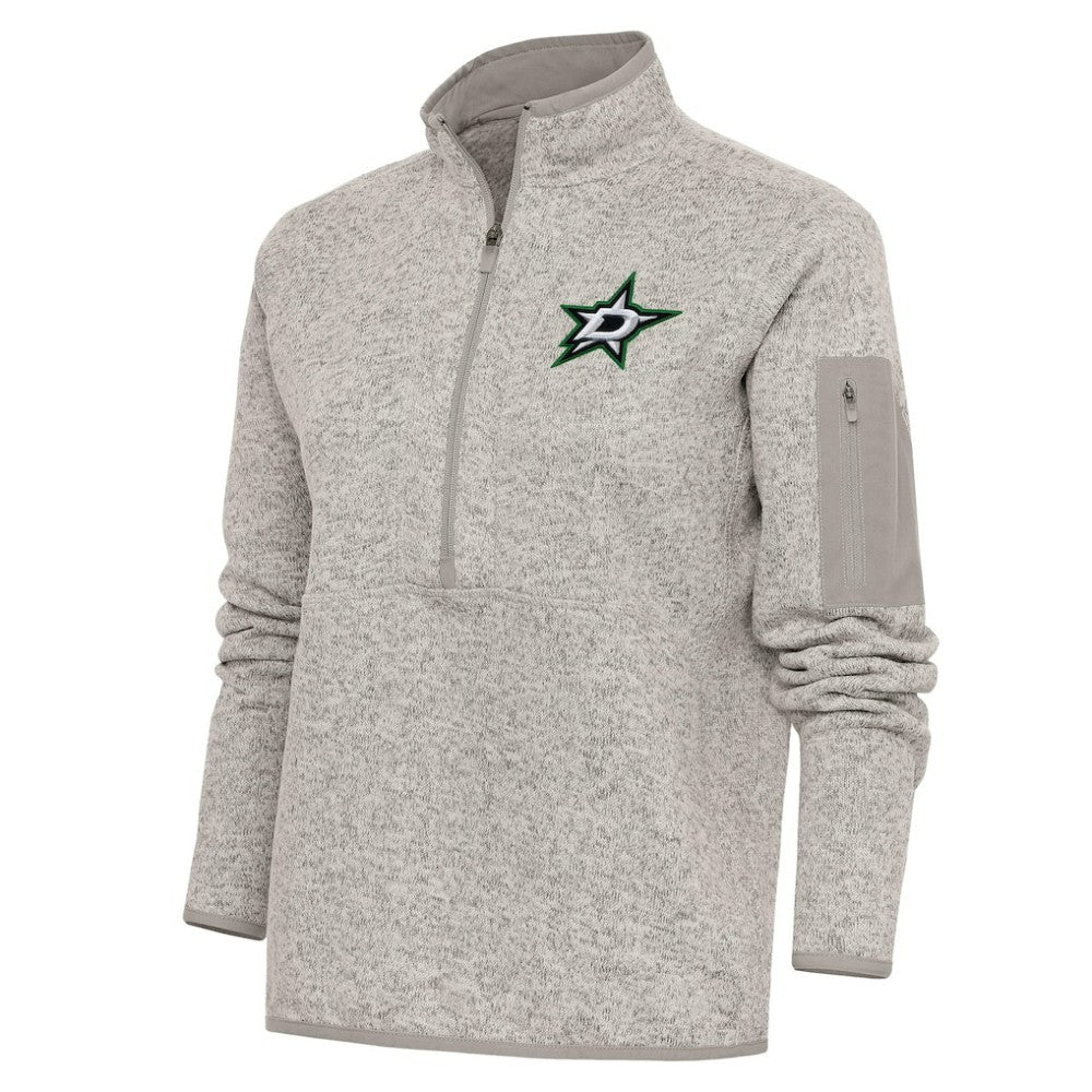 NHL Oatmeal Dallas Stars Antigua Women's Team Logo Fortune Quarter-Zip Jacket