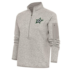 NHL Oatmeal Dallas Stars Antigua Women's Team Logo Fortune Quarter-Zip Jacket