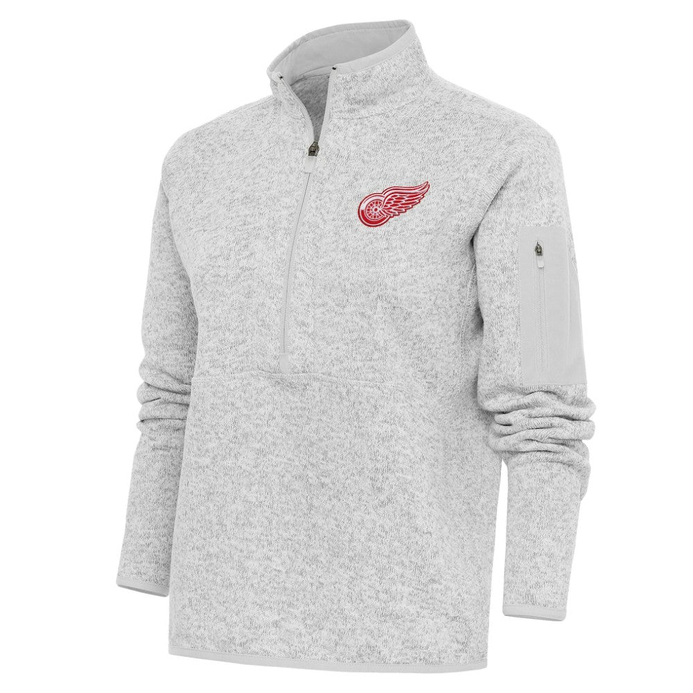 NHL Heather Gray Detroit Red Wings Antigua Women's Team Logo Fortune Quarter-Zip Jacket