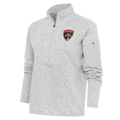 NHL Heather Gray Florida Panthers Antigua Women's Team Logo Fortune Quarter-Zip Jacket