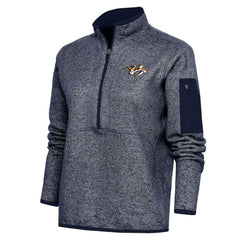 NHL Heather Navy Nashville Predators Antigua Women's Team Logo Fortune Quarter-Zip Jacket