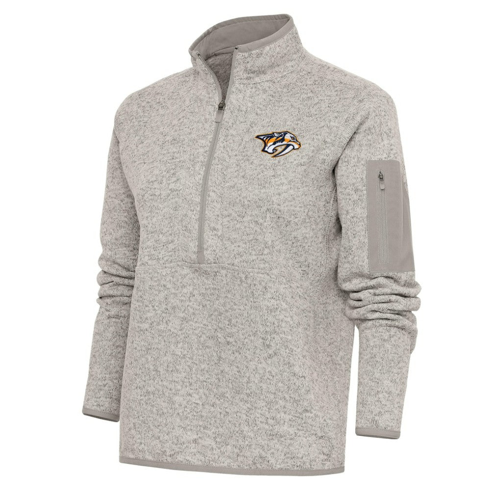 NHL Oatmeal Nashville Predators Antigua Women's Team Logo Fortune Quarter-Zip Jacket
