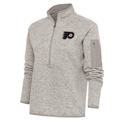 NHL Oatmeal Philadelphia Flyers Antigua Women's Team Logo Fortune Quarter-Zip Jacket