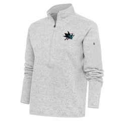 NHL Heather Gray San Jose Sharks Antigua Women's Team Logo Fortune Quarter-Zip Jacket