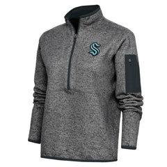 NHL Heather Charcoal Seattle Kraken Antigua Women's Team Logo Fortune Quarter-Zip Jacket