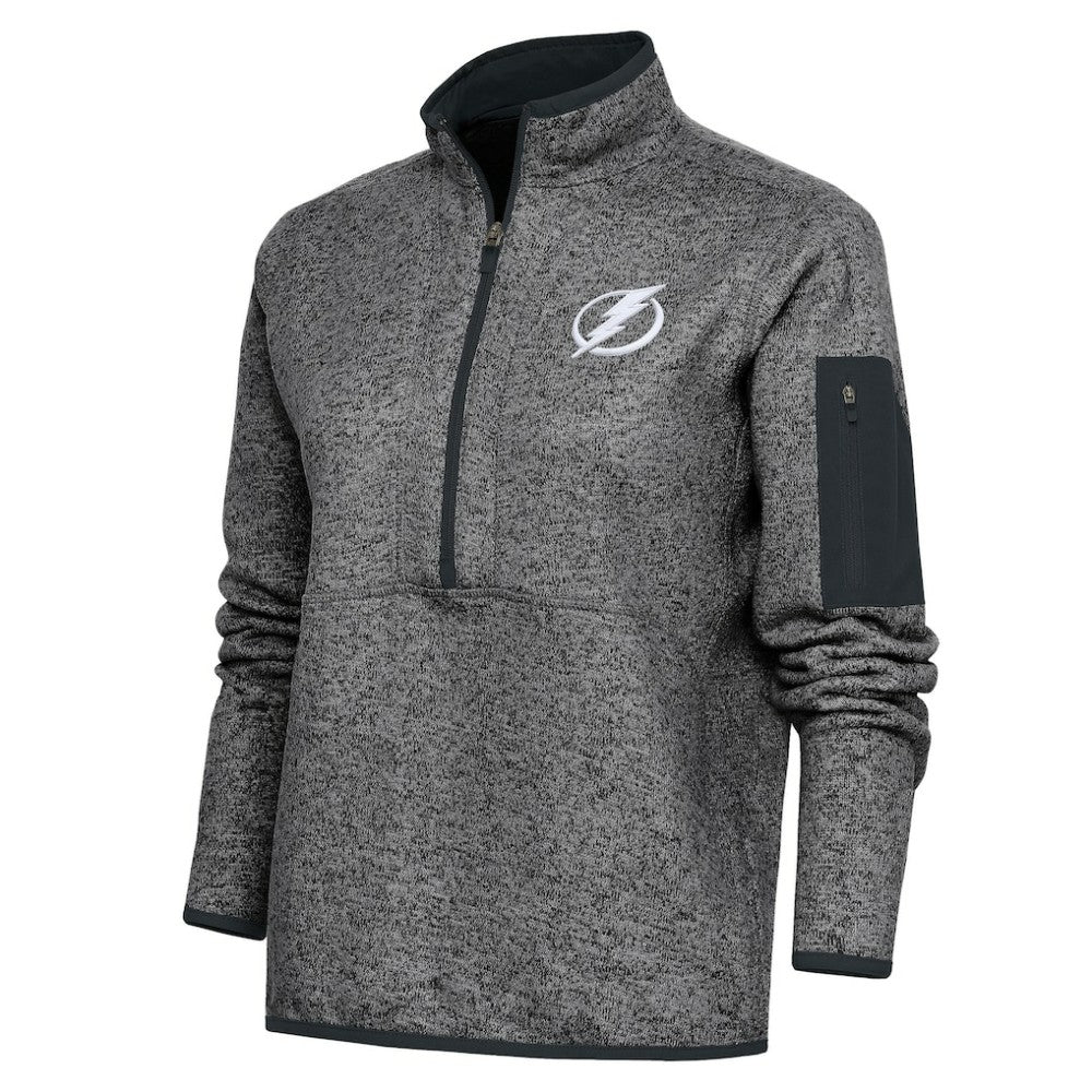 NHL Heather Charcoal Tampa Bay Lightning Antigua Women's Team Logo Fortune Quarter-Zip Jacket