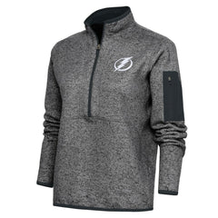 NHL Heather Charcoal Tampa Bay Lightning Antigua Women's Team Logo Fortune Quarter-Zip Jacket