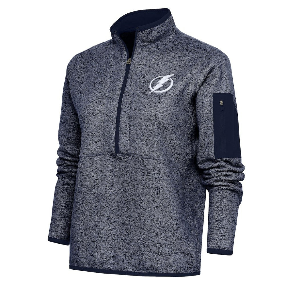 NHL Heather Navy Tampa Bay Lightning Antigua Women's Team Logo Fortune Quarter-Zip Jacket