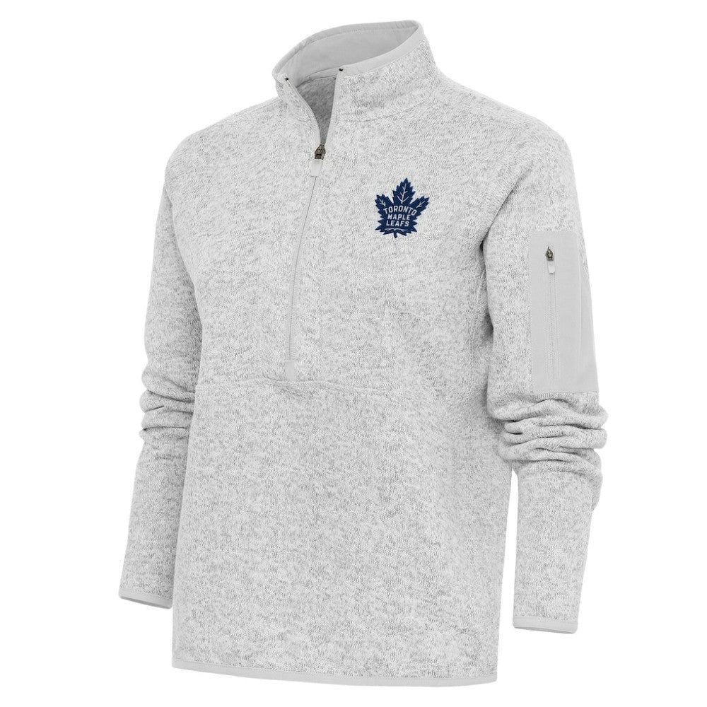 NHL Heather Gray Toronto Maple Leafs Antigua Women's Team Logo Fortune Quarter-Zip Jacket