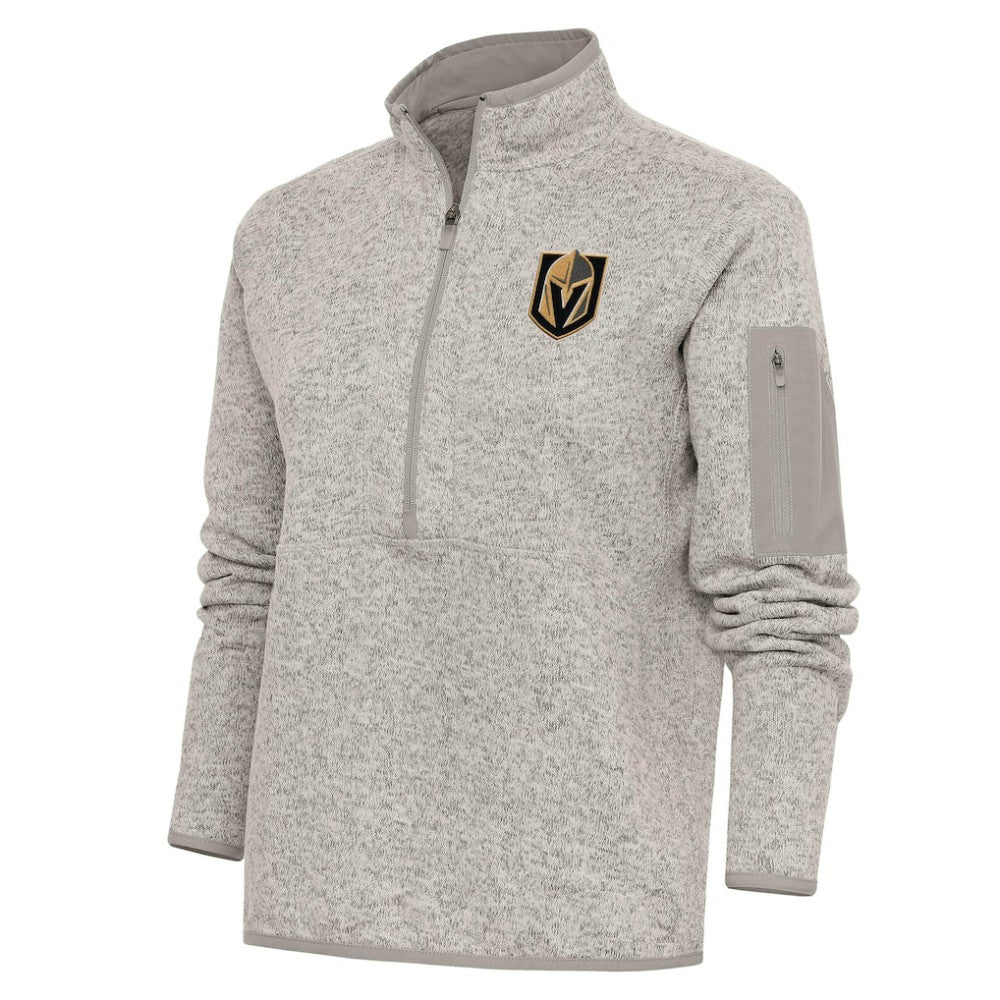 NHL Oatmeal Vegas Golden Knights Antigua Women's Team Logo Fortune Quarter-Zip Jacket