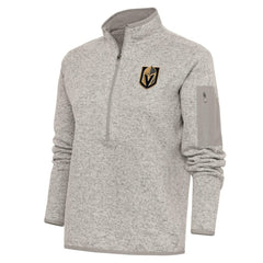 NHL Oatmeal Vegas Golden Knights Antigua Women's Team Logo Fortune Quarter-Zip Jacket