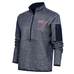 NHL Heather Navy Washington Capitals Antigua Women's Team Logo Fortune Quarter-Zip Jacket