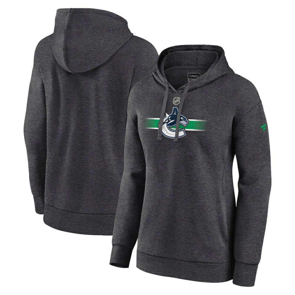 NHL Heather Charcoal Vancouver Canucks Fanatics Women's Authentic Pro Core Secondary Fleece Pullover Hoodie