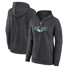 NHL Heather Charcoal Vancouver Canucks Fanatics Women's Authentic Pro Core Secondary Fleece Pullover Hoodie
